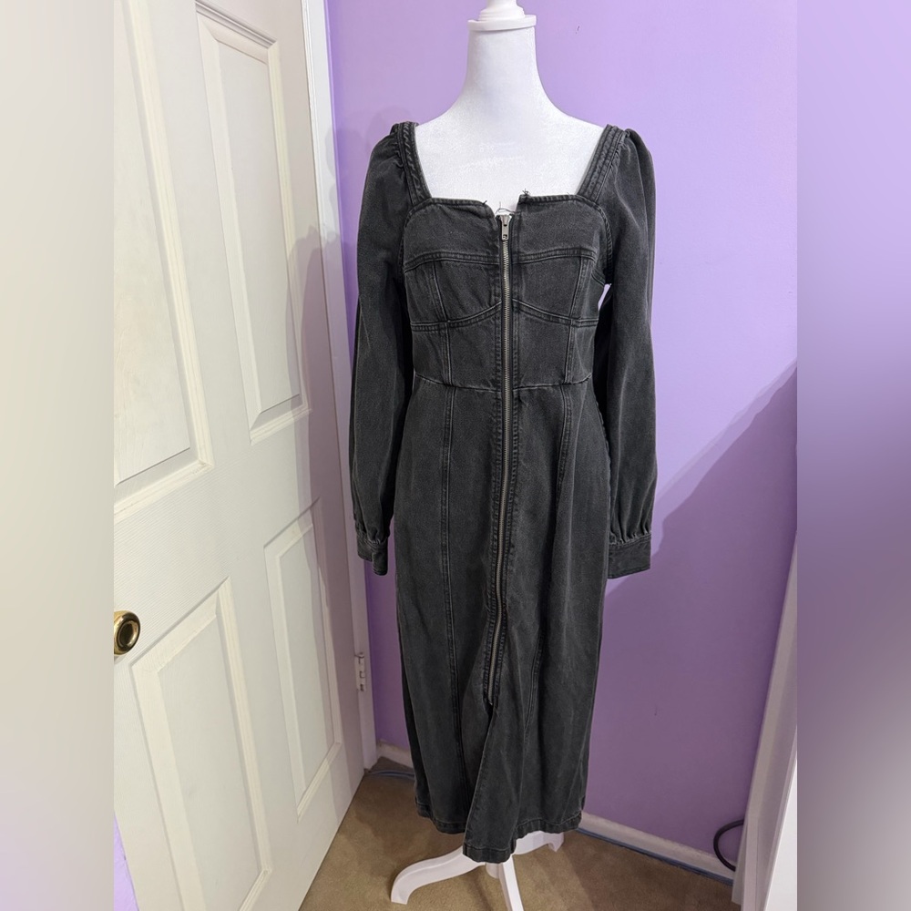 Future Collective Black Denim Midi Dress